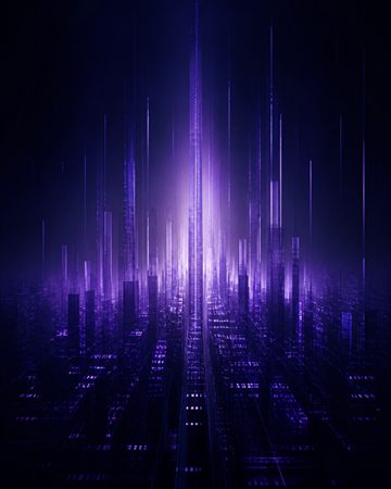Purple digital city artwork